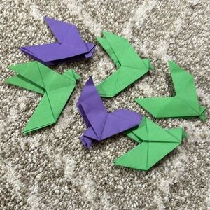 Set of 6 origami birds - folded paper art